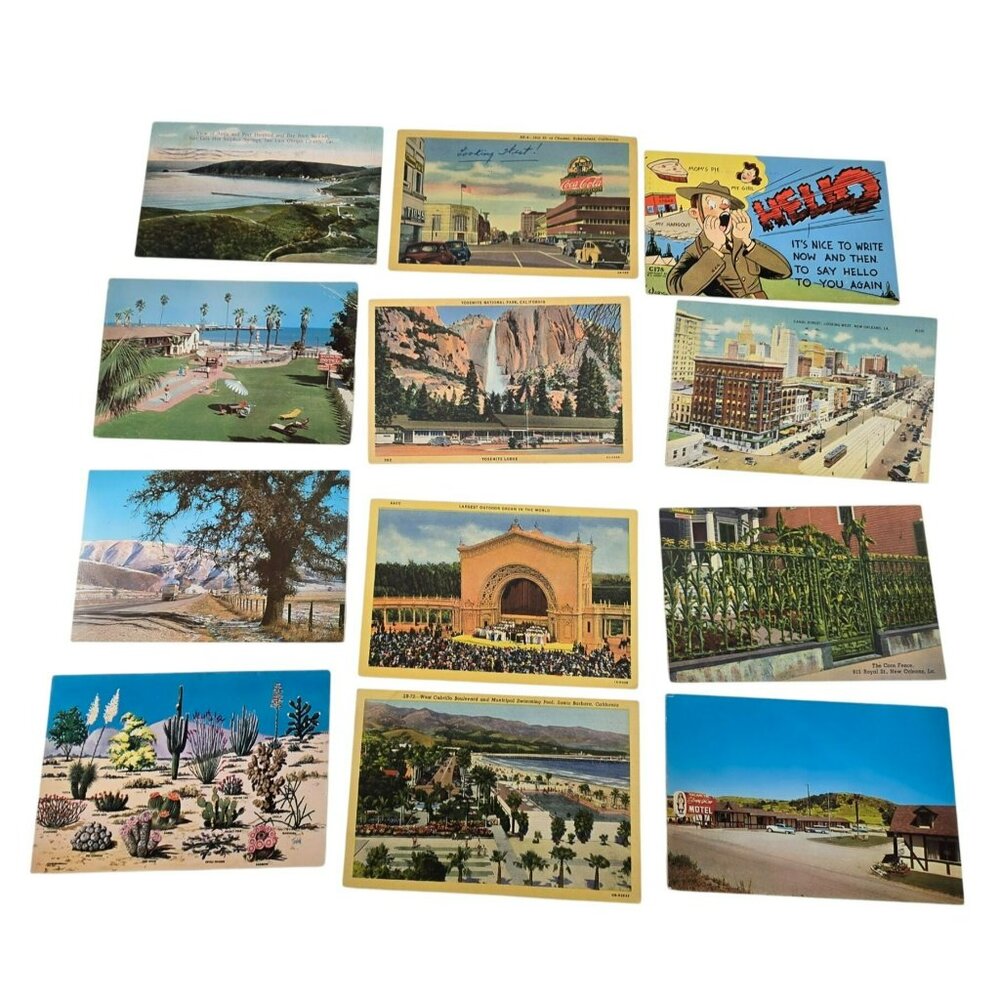 Vintage Postcard Collection Of 12 Pieces Various Locations Landmarks LI634